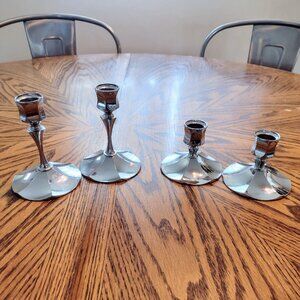 Vintage MCM Irvinware Chrome Candlesticks - 2 Sets of 2